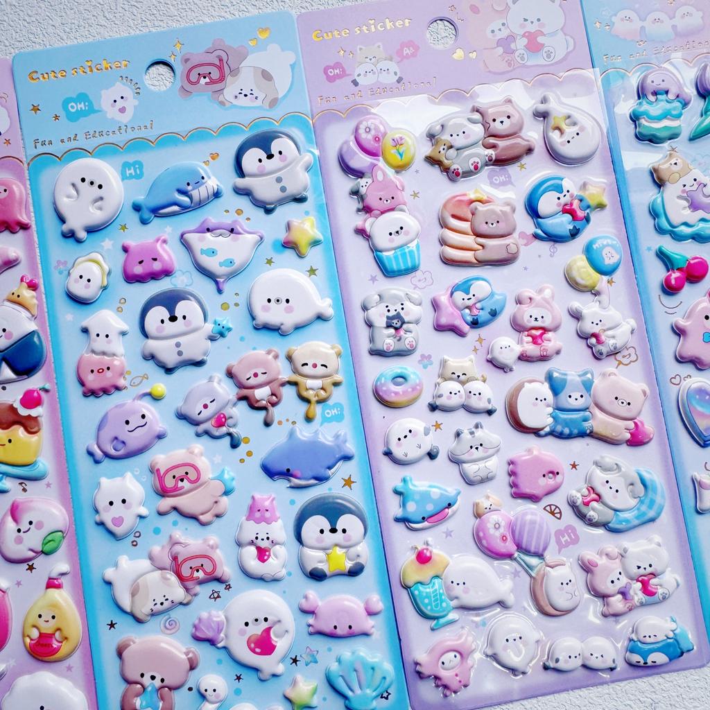 4 pcs New Penguin Ghost Cartoon 3D Foam Stickers Scrapbooking Diy Journal Stationery Sticker Cute Decor School Supplies