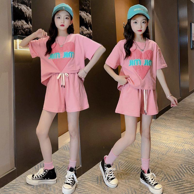 Girls' Summer Short Sleeved Sports Suit Summer Style Fashionable and Stylish Children's Summer Two-piece Set