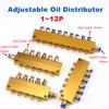 Aluminum 2/3/4/5/6/7/8/10/11/12 Way Adjust Lube Oil Piston Distributor Value Manifold Block 6mm Inlet 4mm Outlet for Lubrication