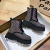 New Fashion Bling Crystal Chunky Ankle Boots for Women  Rhinestones Winter Shoes Woman Thick Bottom Platform Flat Boots