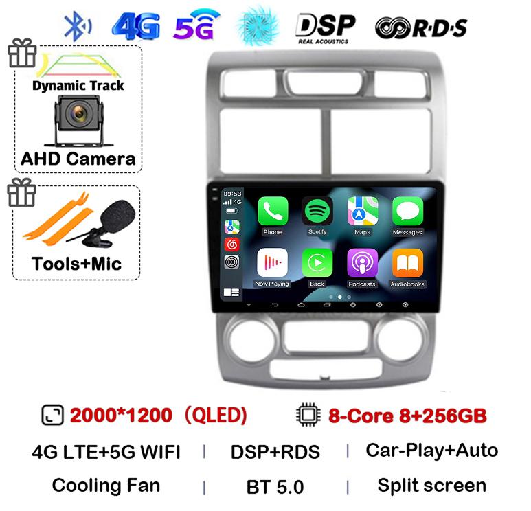 Android 14 Auto Carplay Car Radio For Kia Sportage 2 2004 2005 2006 2007 2008 2009 2010 Multimedia Player Stereo GPS WIFI+4G DSP