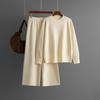 Wind Women's Suit Autumn and Winter New Round Neck Loose Knitted Sweater Casual Wide-leg Pants Two-piece Set