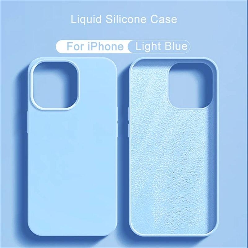 Liquid Silicone Case For iPhone 14 12 11 13 15 Pro Max Mini Luxury Shockproof Cover X XR XS 6 7 8 14 Plus SE Accessory