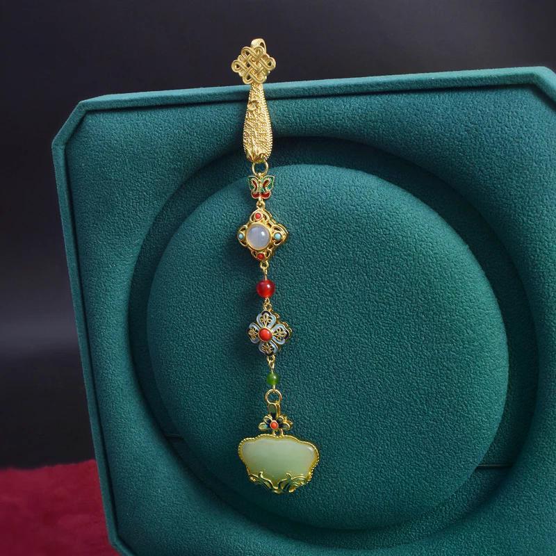 Women Chinese Style Cheongsam Qipao Lapel Hanging Tassel Pendant Vintage Brooch Elegant Style Hanfu Accessories