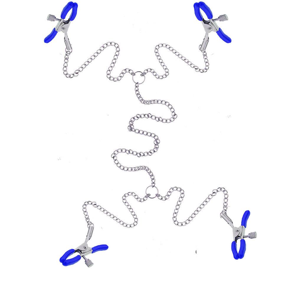 Adult Supplies I-Shaped Nipple Clamp Sexy Nipple Clamp Clitoral G-Spot Chain Clip Regular Three-Head Four-Head I-Shaped Clip