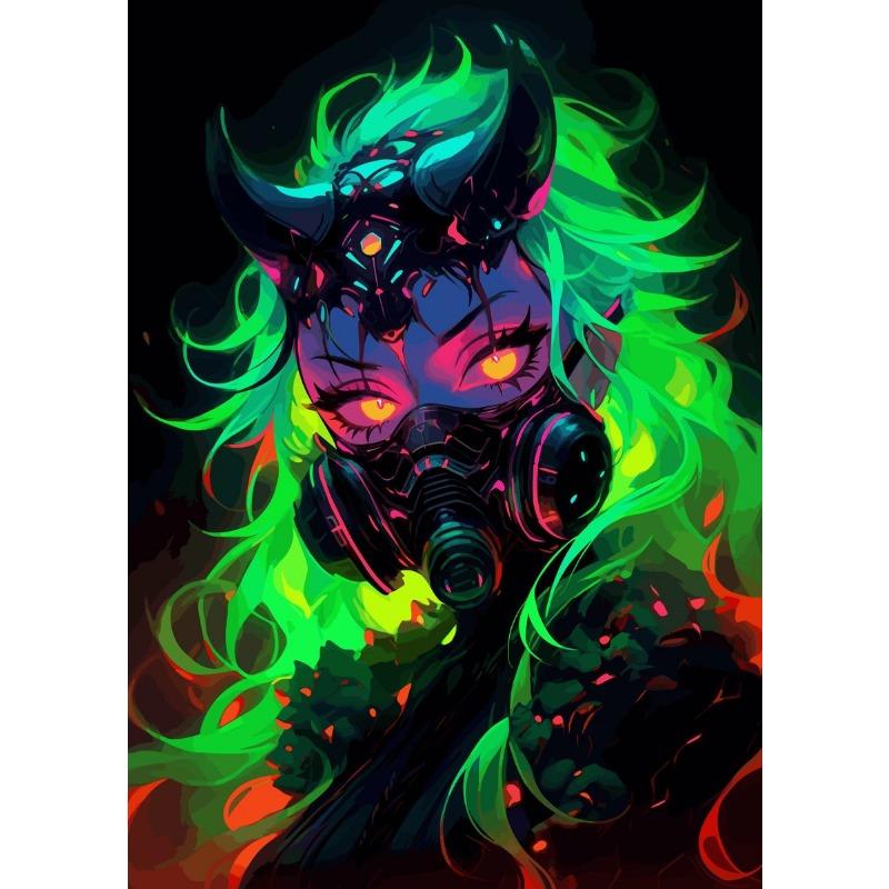 Cyberpunk Mädchen Samurai Kriegerin Mädchen Wanddeko Poster Leinwanddruck Japanischer Anime Stil Mädchen Porträt Wanddekoration Kunstdeko