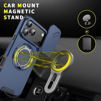 For iPhone 17 Pro Max 17 Air Case Heavy Duty PC+TPU Ring Car Mount Magnetic Stand Slide Camera Cover iPhone17