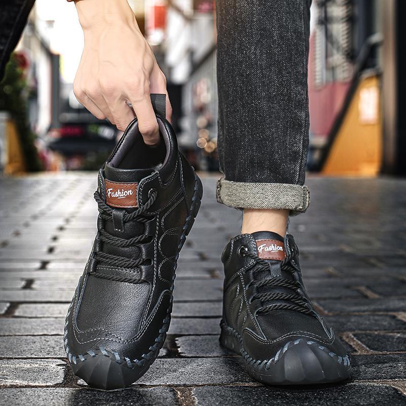 38-48 Men Leather Casual  Shoes Design Sneakers Man Breathable Leather Shoes Men Ankle Boots