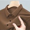 Mens Solid Color Mesh Breathable Short Sleeve Polo Shirt