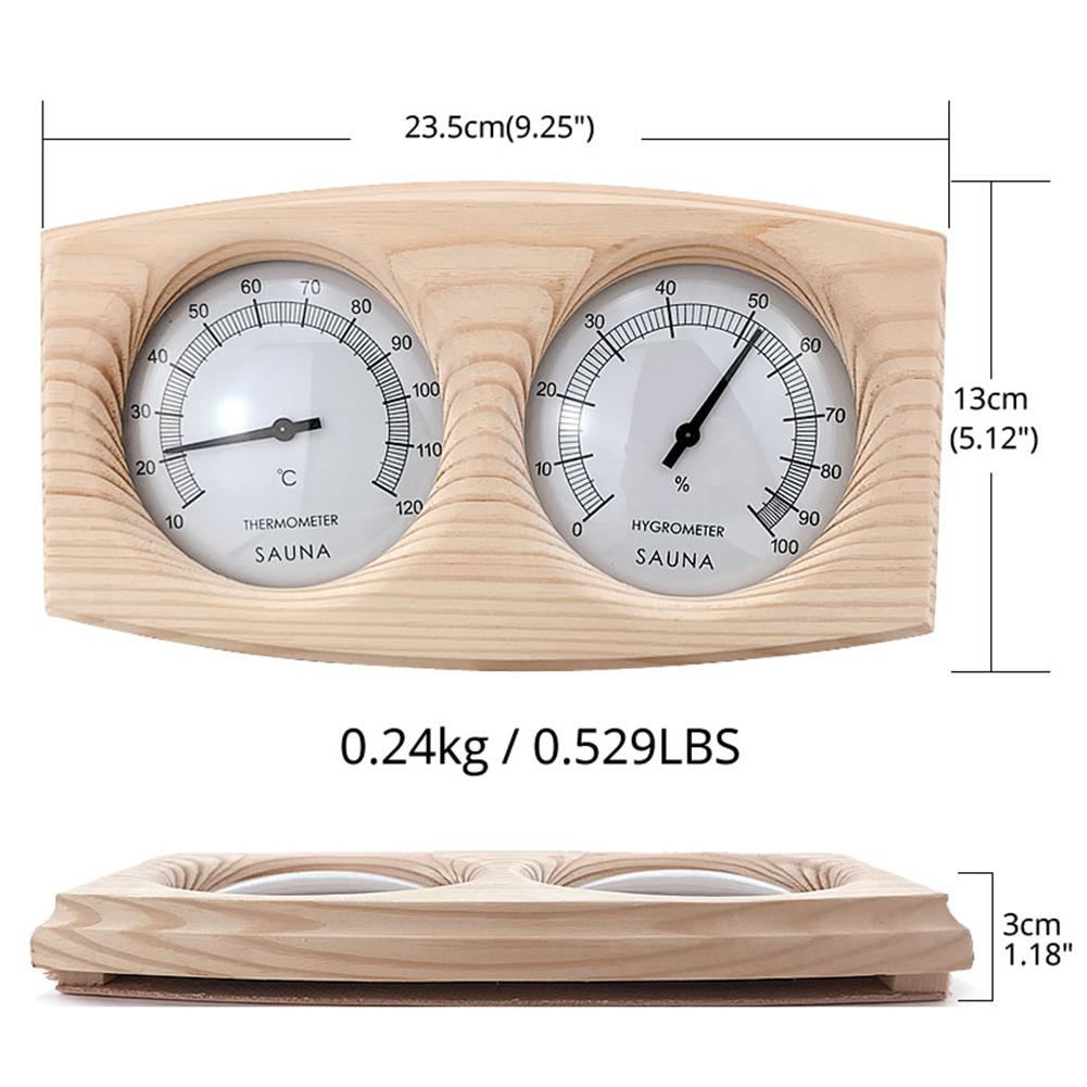 2 in 1 Wooden Sauna Hygrothermograph Sauna Thermometer Household Temperature Humidity Meter for Family for Hotel Sauna Room