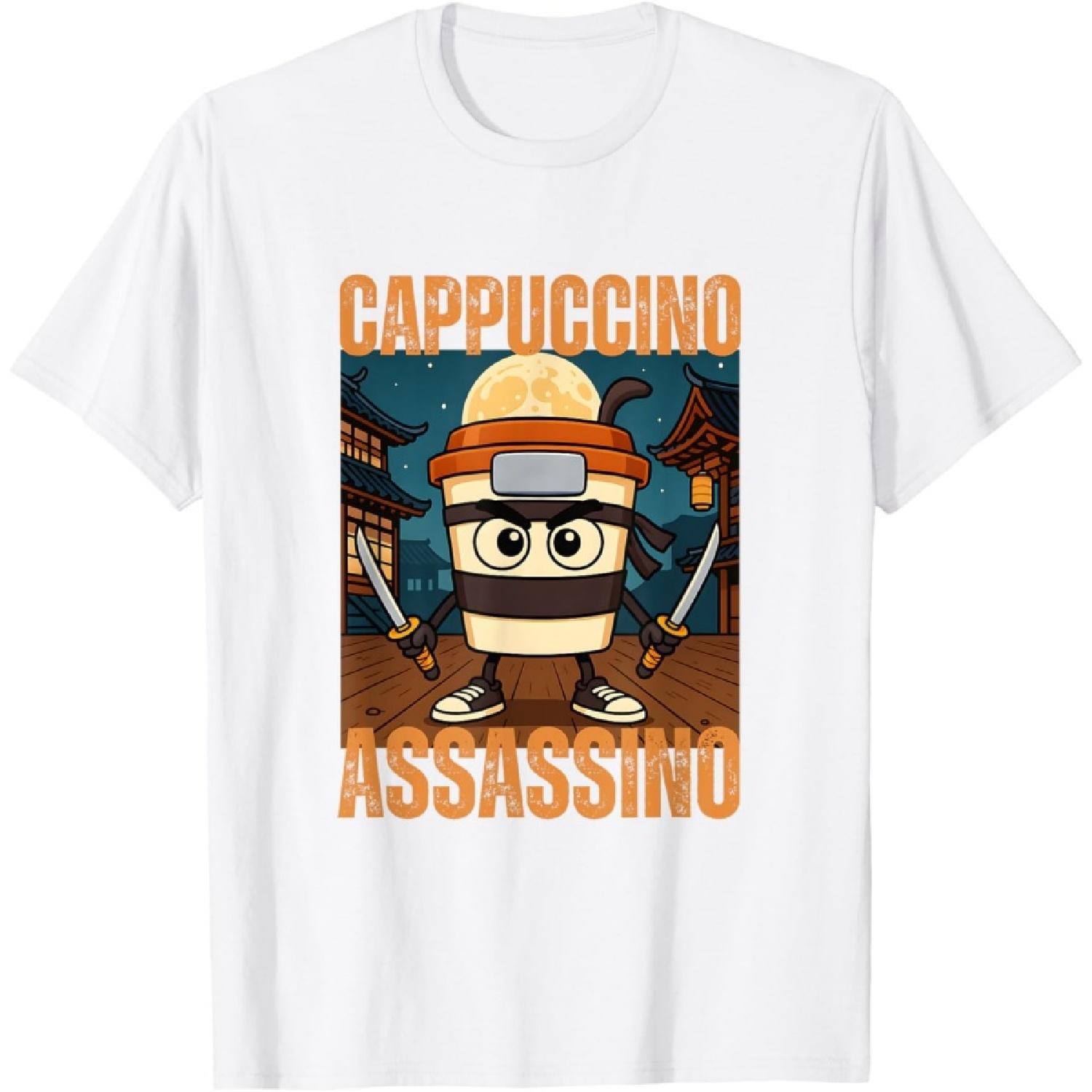Футболка для любителей кофе Cappuccino Assassino Italian Brainrot S белый