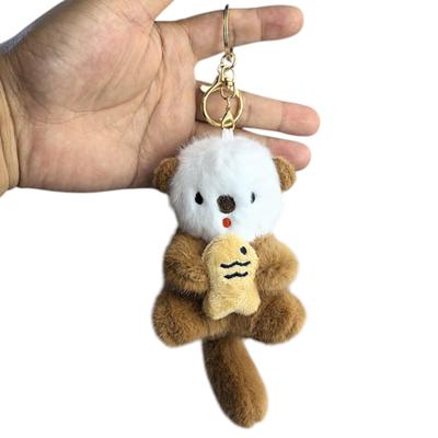 [GARUMI] Otter Plüschtier, 12cm Schlüsselanhänger mit Band, Niedlicher und Entzückender Fisch, Seeotter, Flussotter, Tier, Aquarium, Meeresleben, Flussleben, Zoo (Mokka)