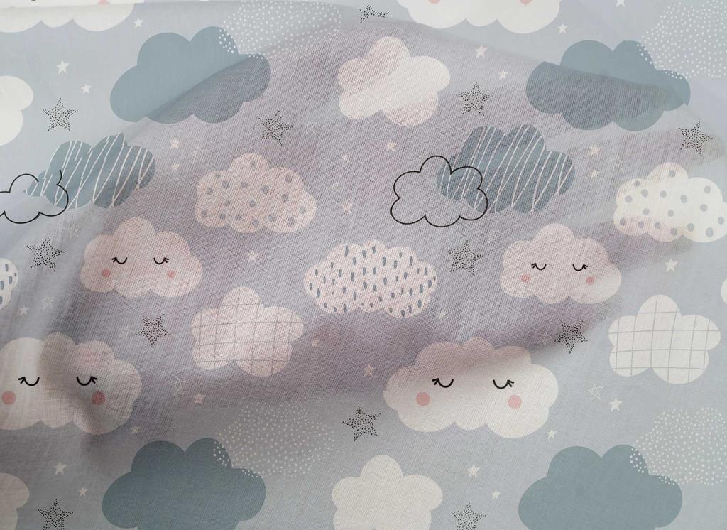 oneOone Baumwoll-Popeline Hellgrauer Stoff Kawai Kleidermaterial Stoffdruckstoff Meterware 42 Zoll