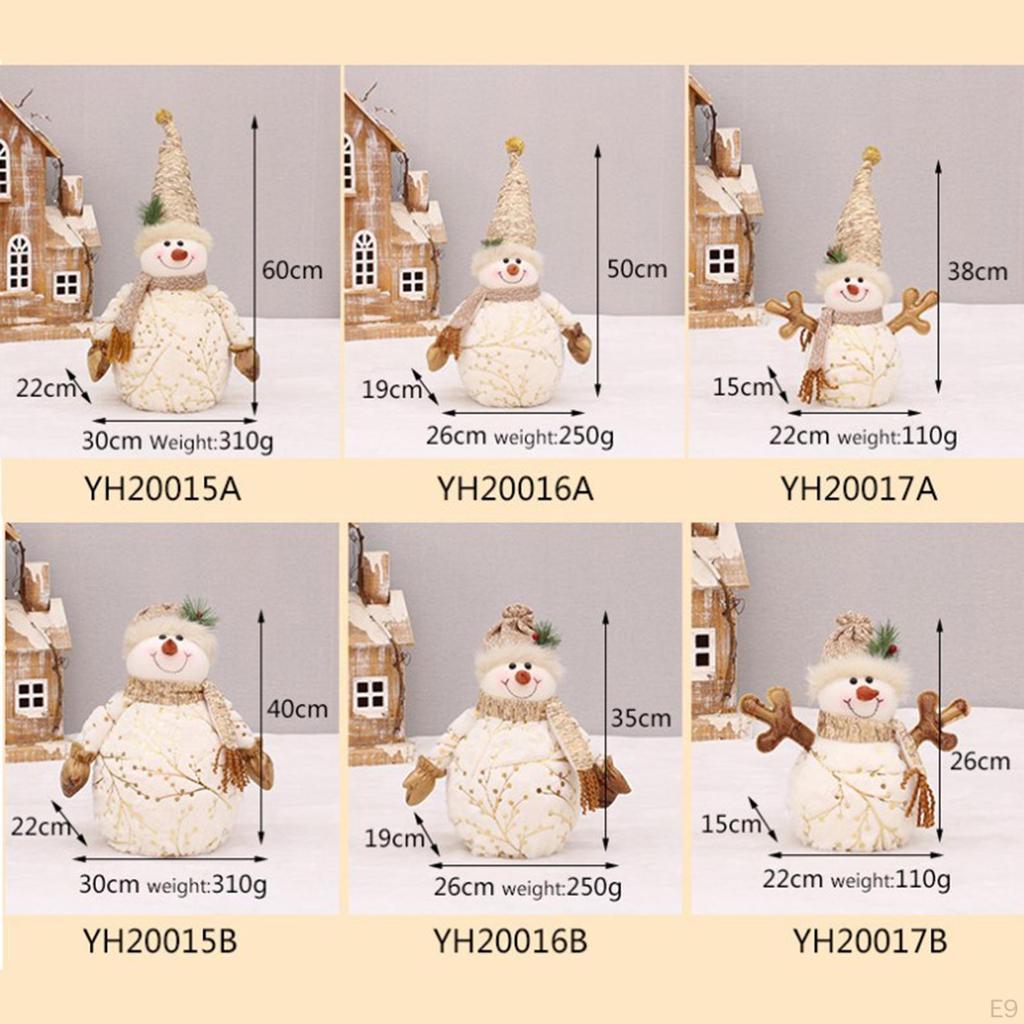 Christmas Snowman Doll Figure Ornaments Short Plush for Festival Hotel Tabletop Home Decoration