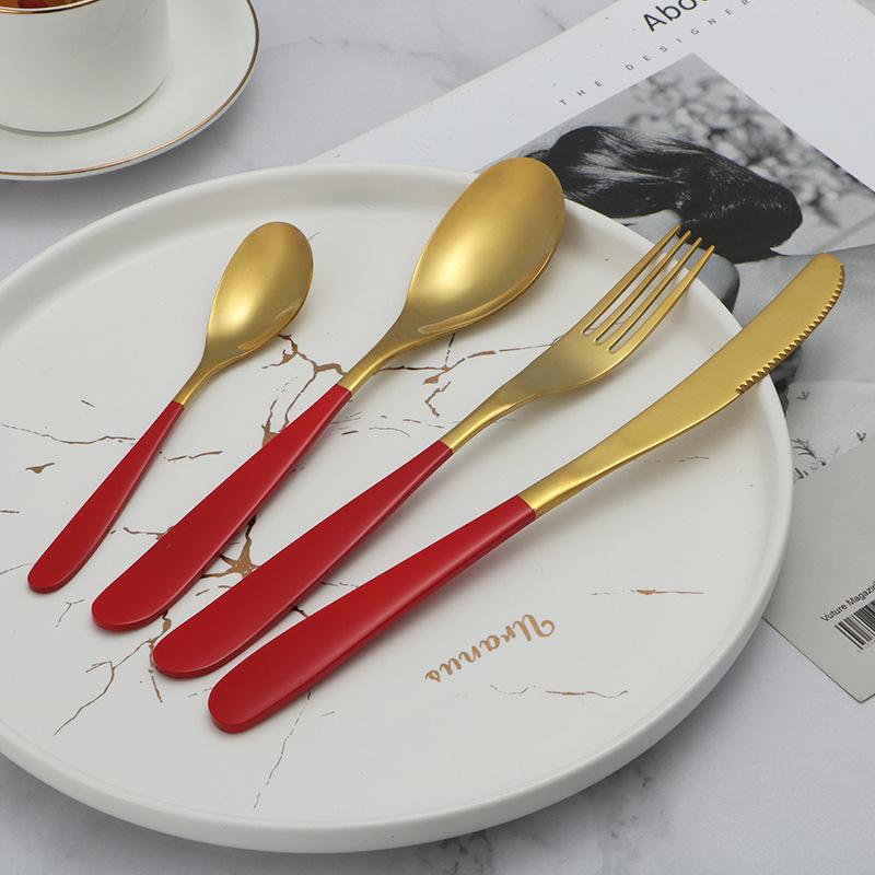 Stainless Steel 304 Western Tableware Four-Piece Set Creative Steak Knife Hotel Tableware Knife, Fork and Spoon Suit