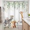 Kids Woodland Animal Eucalyptus Shower Curtain Cute Spring Leaves Fun Cartoon Botanical Wildlife Bathroom Set Boys Girls Nursery