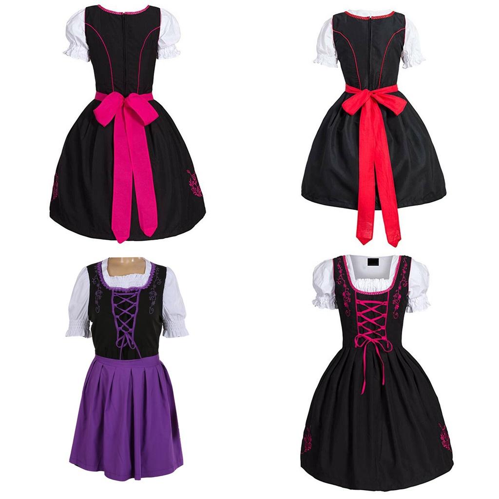 Charming German Dress Bavarian Dirndl Costume With Elegant Apron Decoration