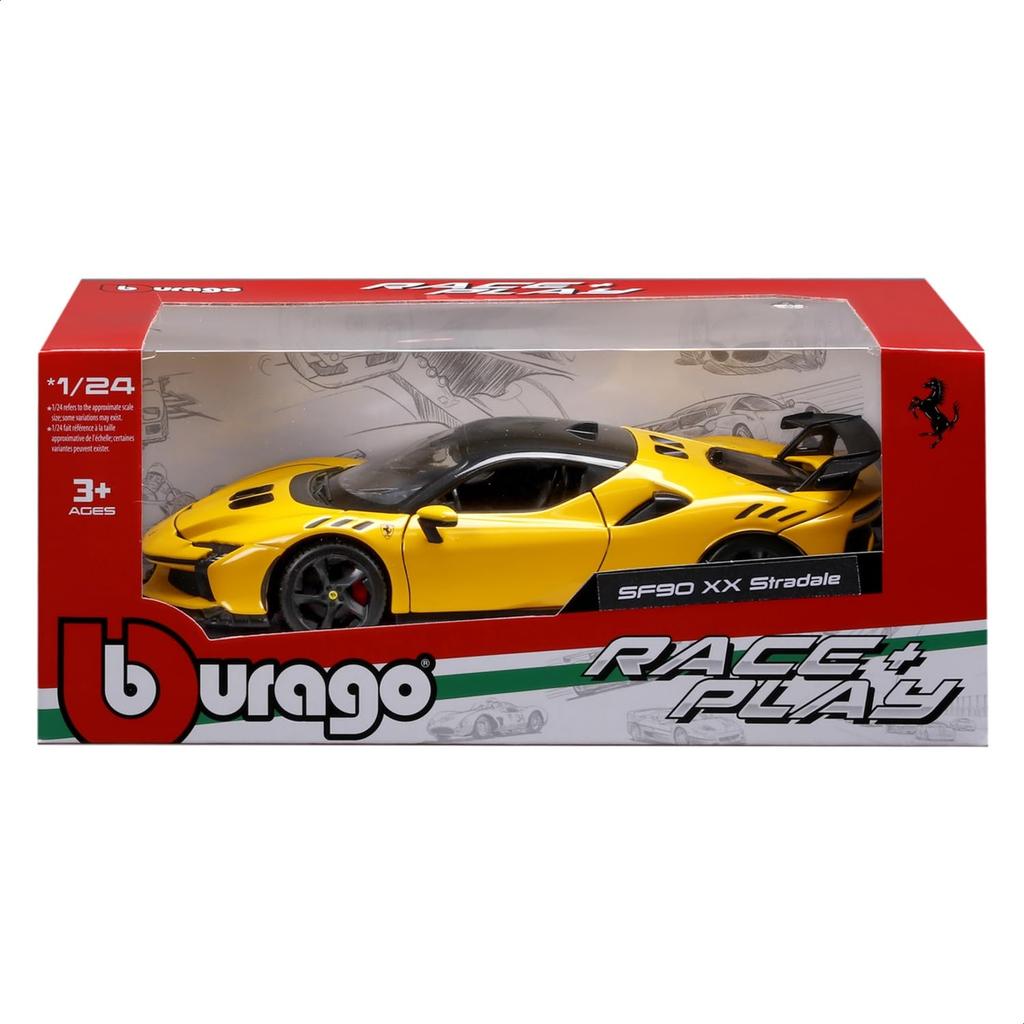 Bburago 1/24 Scale Ferrari SF90 XX Stradale Yellow / Diecast Model Car, Finished Product, 18-26032 YL