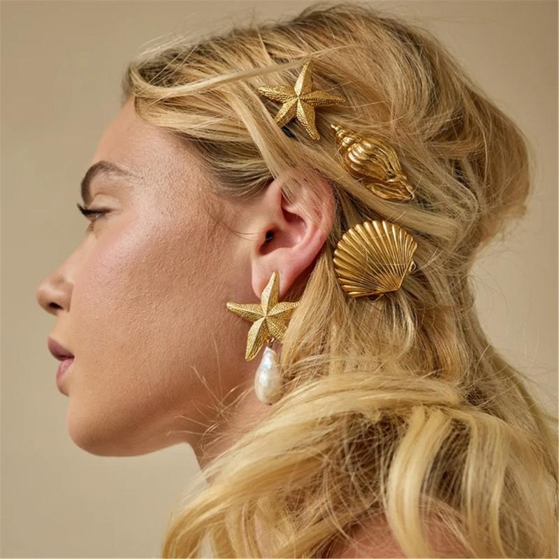 3 Pezzi Stelle Marine Fermagli per Capelli Acconciatura da Sposa Accessori per Capelli per Donne Estate Spiaggia Fermagli Metallici Fermagli per Capelli Regalo