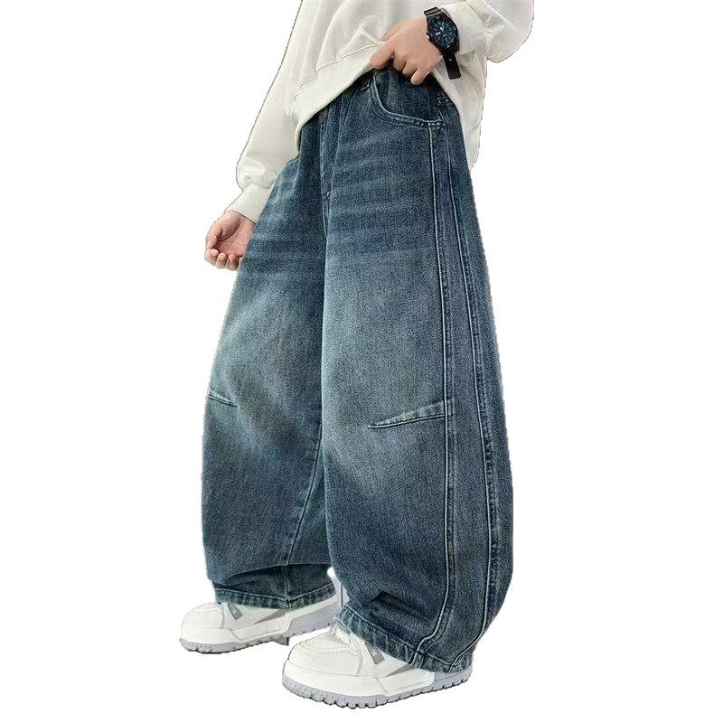 Children's Trendy 2026 Korean Style Wide Leg Jeans for Spring and Autumn