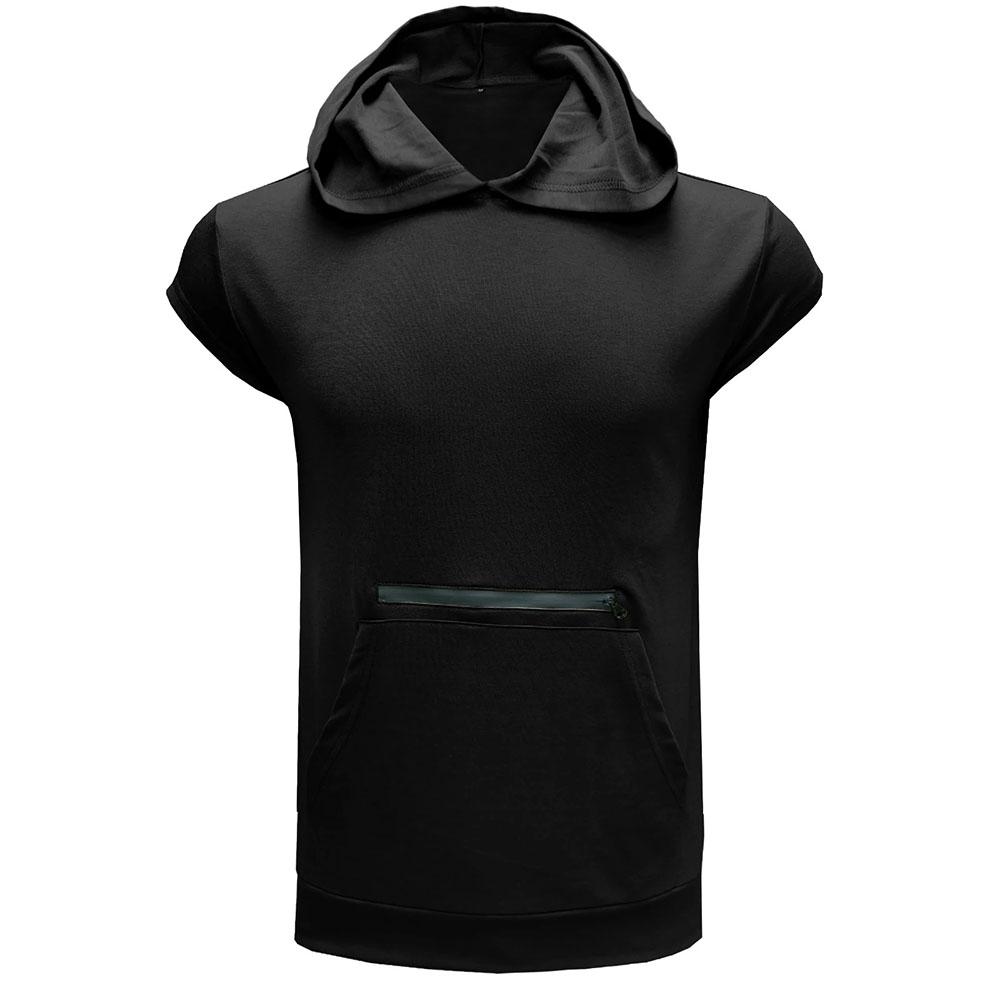 T-shirt Estiva da Uomo Senza Maniche con Cappuccio Tinta Unita Canottiera Sportiva Casual da Esterno Fitness Gilet Tasca Magliette Maschili