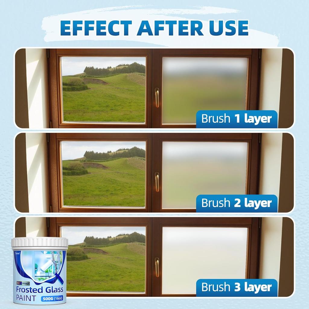 Frosted Glass Paint for Window 16oz & Waterproof Window Privacy Paint 500g, Frosted Glass Window Film, UV Resistant Frosted Glass Spray for Glass