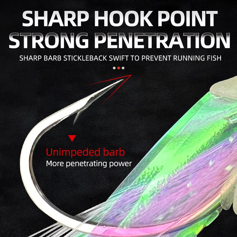 MIX 5PCS/BAG 5 Hooks Sabiki Rigs Saltwater Fishing Lures Bait Rigs Real Fish Skin String Hook Mackerel Glow Sabiki Rigs
