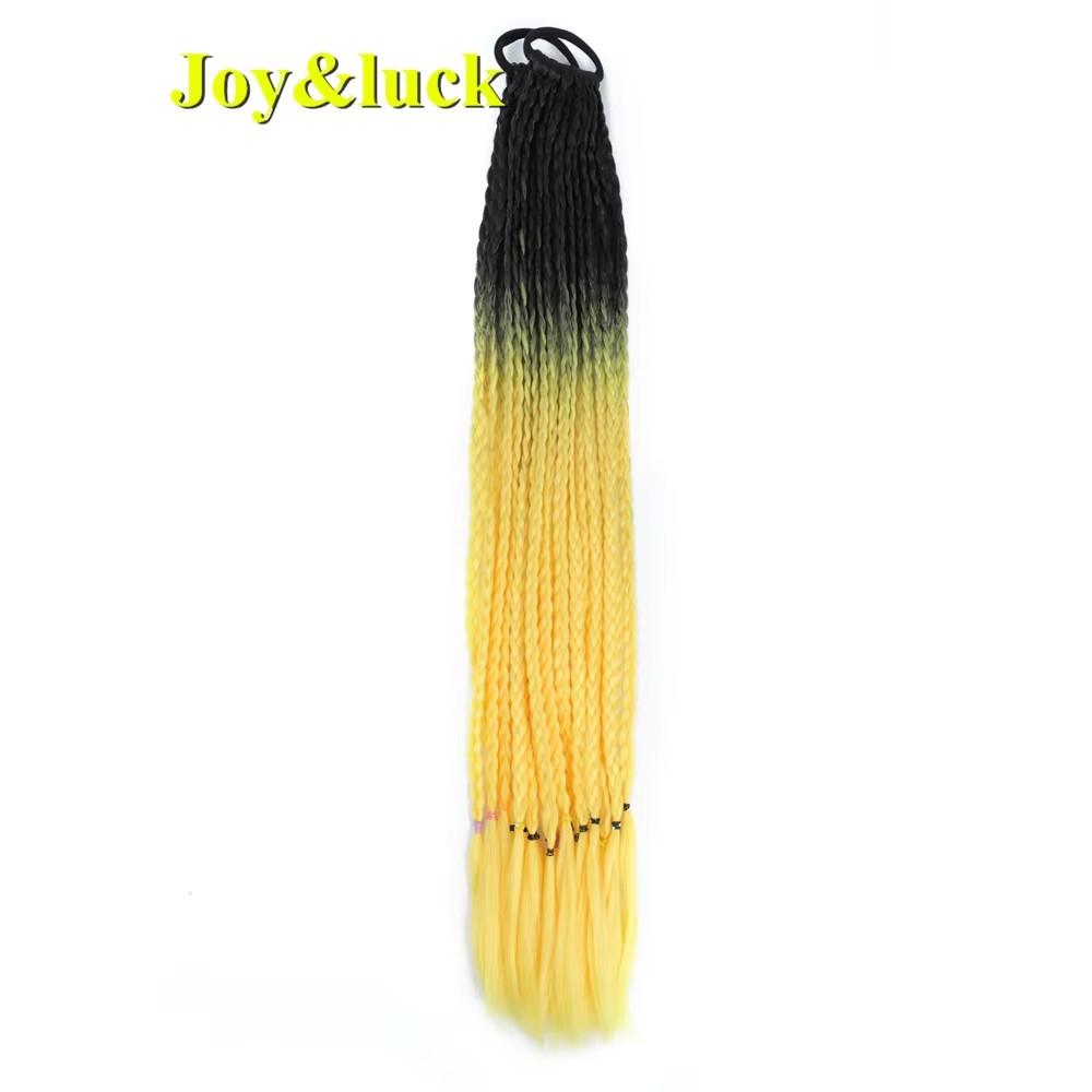 24 Zoll Ombre Yaki Straight Synthetische Haarverlängerungen Mädchen Farbe Geflochten Zopf Gummiband Box Braid