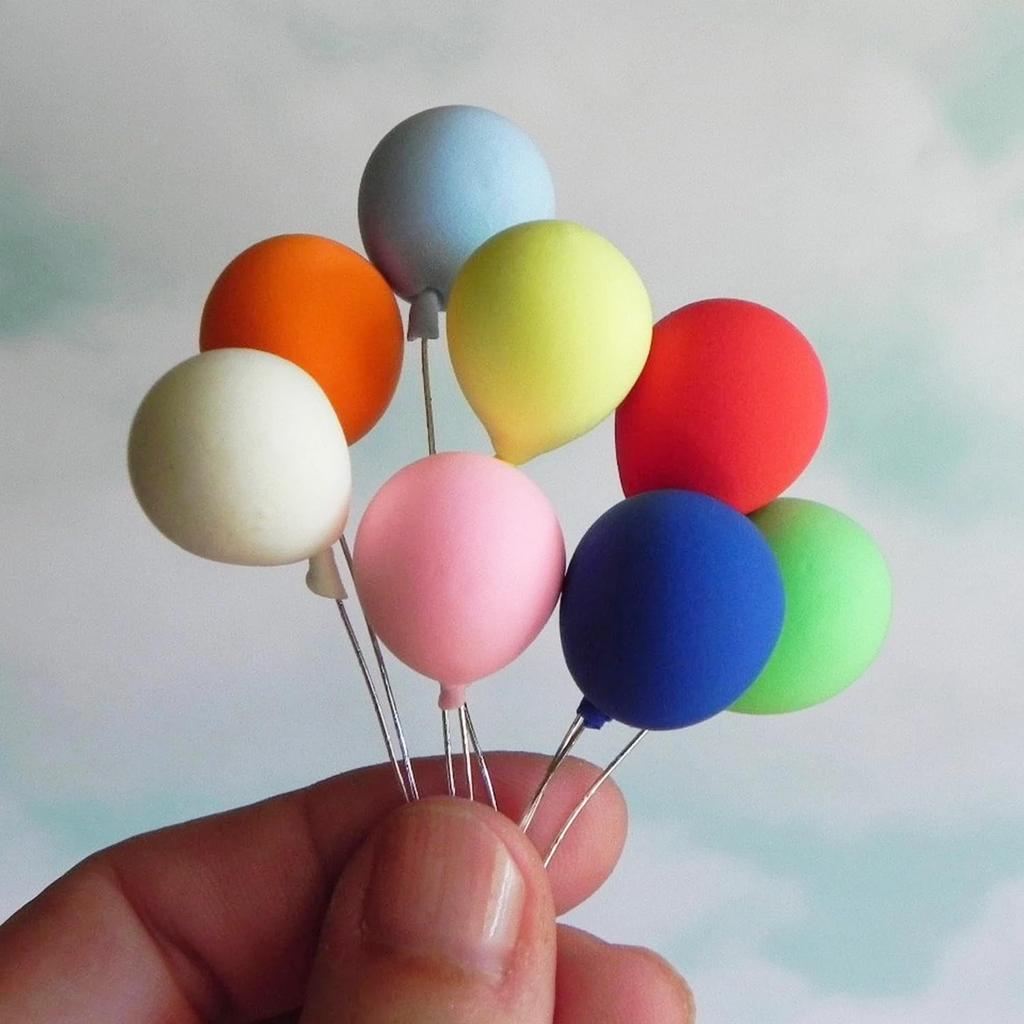Dollhouse Miniature Balloons, Mini Balloons, 1:12 Scale Rainbow Balloons, for Miniature Fairy Garden Party Accessories, Birthday Party, Miniature