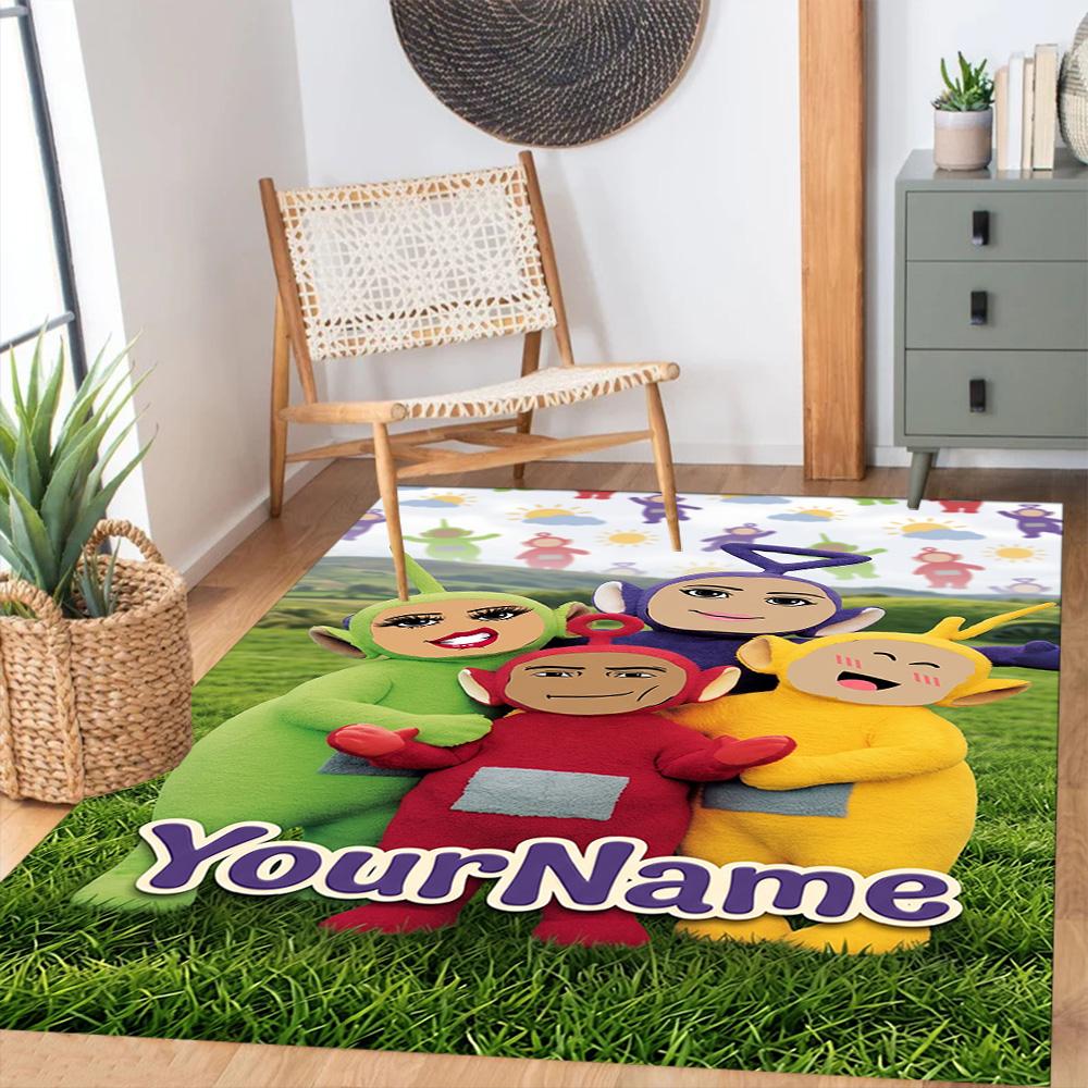 Teletubbies Personalized Text Area Rug Design for Entryway Kitchen Hallway Bedrooms Antislip Carpet Decorate Offices Birthday/Christmas Gift