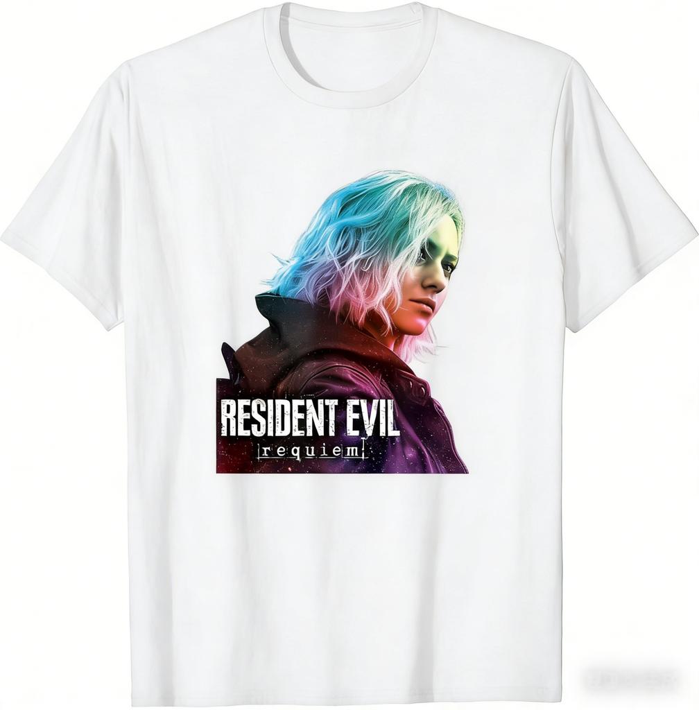 2026 New Resident Evil Requiem Gaming Design Unisex High Quality Oversized Casual T Shirt Cotton Short Sleeve for Unisex Women Tee