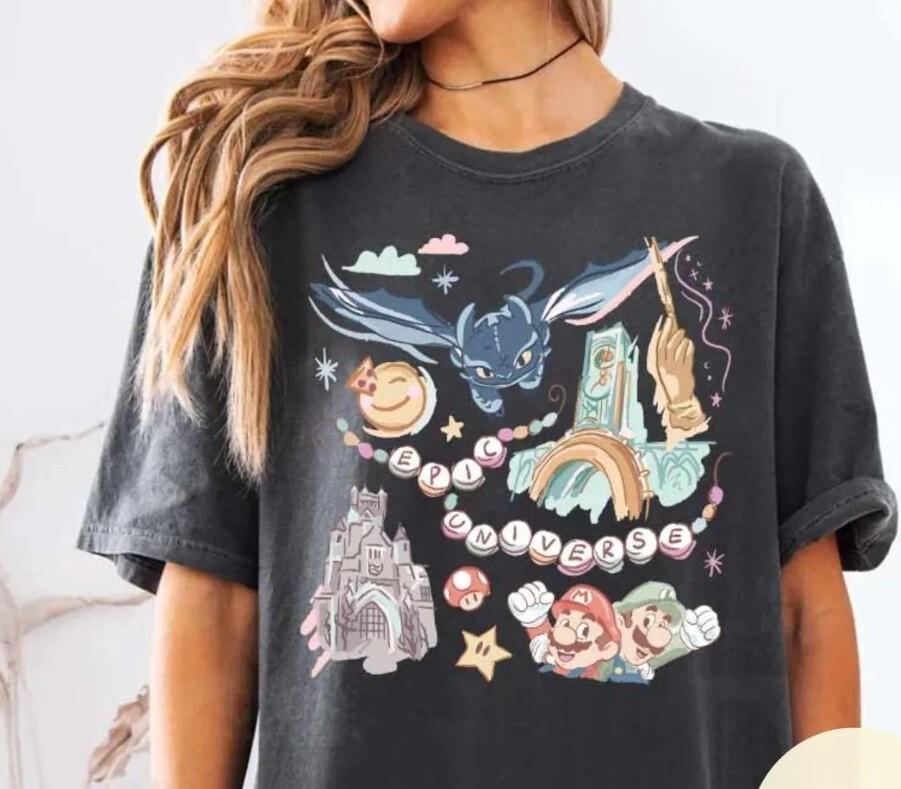 Watercolor Epic Universe Unisex T-shirt Super Mario Tee shirt S