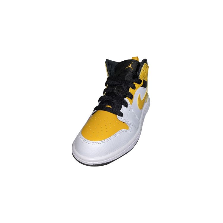 Air Jordan 1 Mid PS University Gold Kids Sneakers White Black 640734-170
