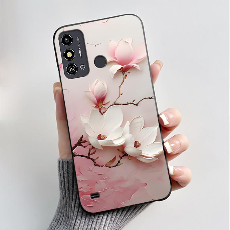 Case For ZTE Blade A53 BladeA53 Pro Casing Luxury Fashion Butterfly Flowers Black Soft TPU Silicone Protective Cover Phone Shell