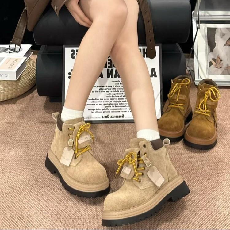 Martin boots women's 2025 new autumn rhubarb boots fashionable versatile small thick-soled thin short boots