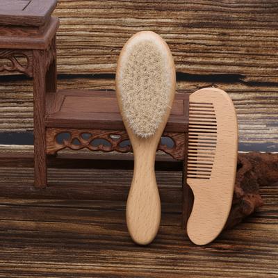 2pcs Portable Beech Wood Bath Comb Set Soft Wool Soothing Brush Newborn Massager Comb Care Shower Gift Shower Accessories