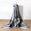Pure Wool Scarf Women's Autumn and Winter New Versatile Warm Scarf Blue and Gray Large Plaid Shawl