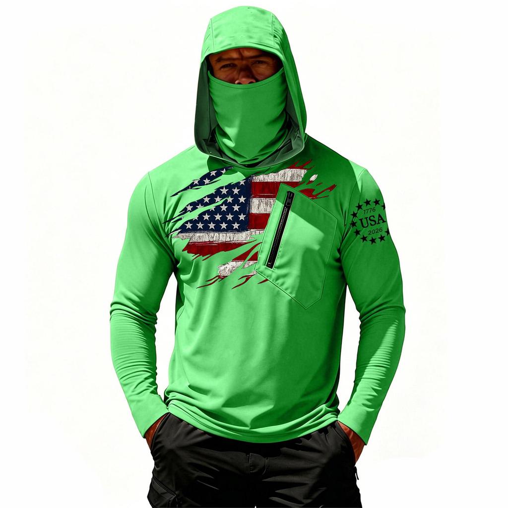 Camiseta Casual con Capucha de Manga Larga para Hombre con Protección Solar