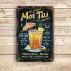 Vintage Mai Tai Recipe Poster  Retro Tropical Drink Design with Rum Lime Pineapple  Umbrella Illustration   for Home Decor