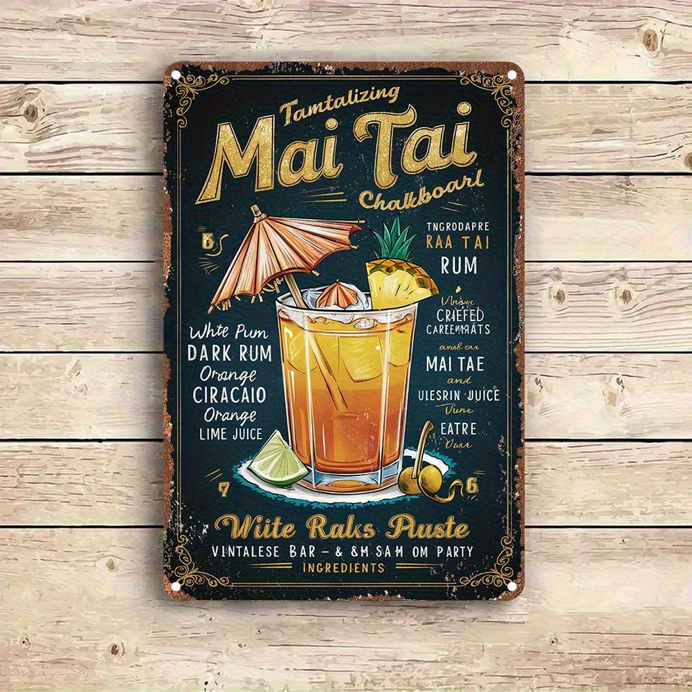 

Вінтажна Плакат з Рецептом Mai Tai Ретро Тропічний Дизайн Напою з Ромом Лаймом Ананасом Ілюстрація Парасольки для Домашнього Декору 20x30cm（7.8x11.8inch）