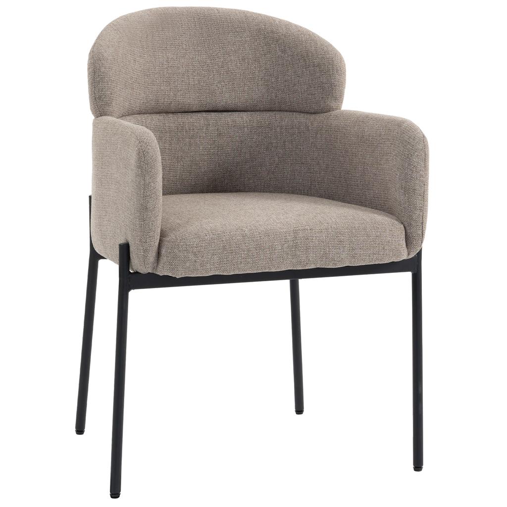 Chair Living Room Lounge Chair with Chenille Look, Armrests, Metal Legs for Bedroom, Light Brown