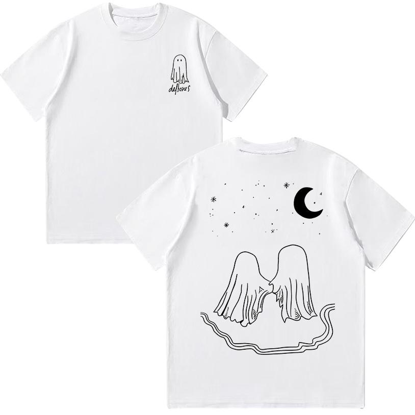 Deftones Rock Band Cotton Tee Deftones Ghosts Cream T-Shirt Hip-hop Rock Women Men Streetwear Fashionable Short-sleeved Clothing