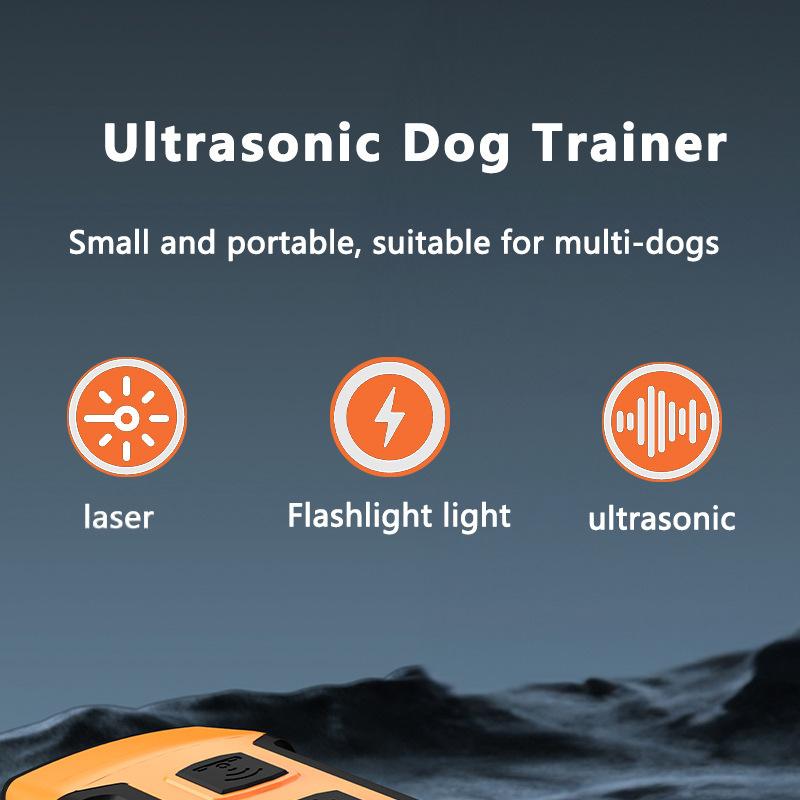 5 in 1 High Power Ultrasonic Dog Repeller Puppy Anti-bark Training Barking Stopper Laser Flashlight Rechargeable Dog Supplies