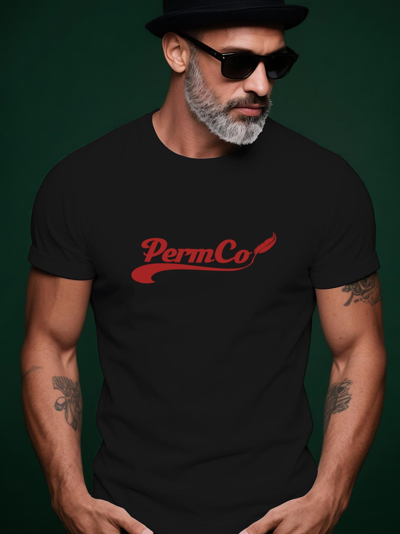 PermCo Logo Black Cotton Tshirt - Casual Summer Crew Neck... XL