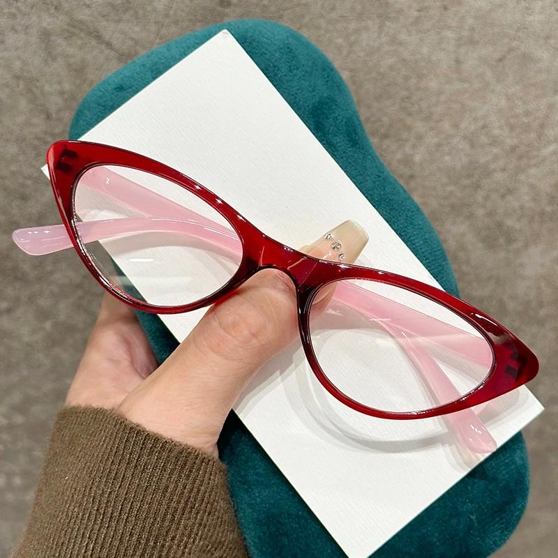 Luxury Trendy Round Cat Eye Presbyopia Glasses Women'S Fashion Street Shooting Trend Hundred Glasses Anti-Blue Light Eyewear