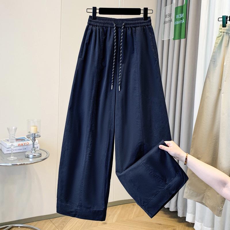 

Unisex Plus Size High Waist Pear-Shaped Wide Leg Banana Pants for Spring/Summer - Casual, Loose, Slimming Fit XL темно-синього кольору