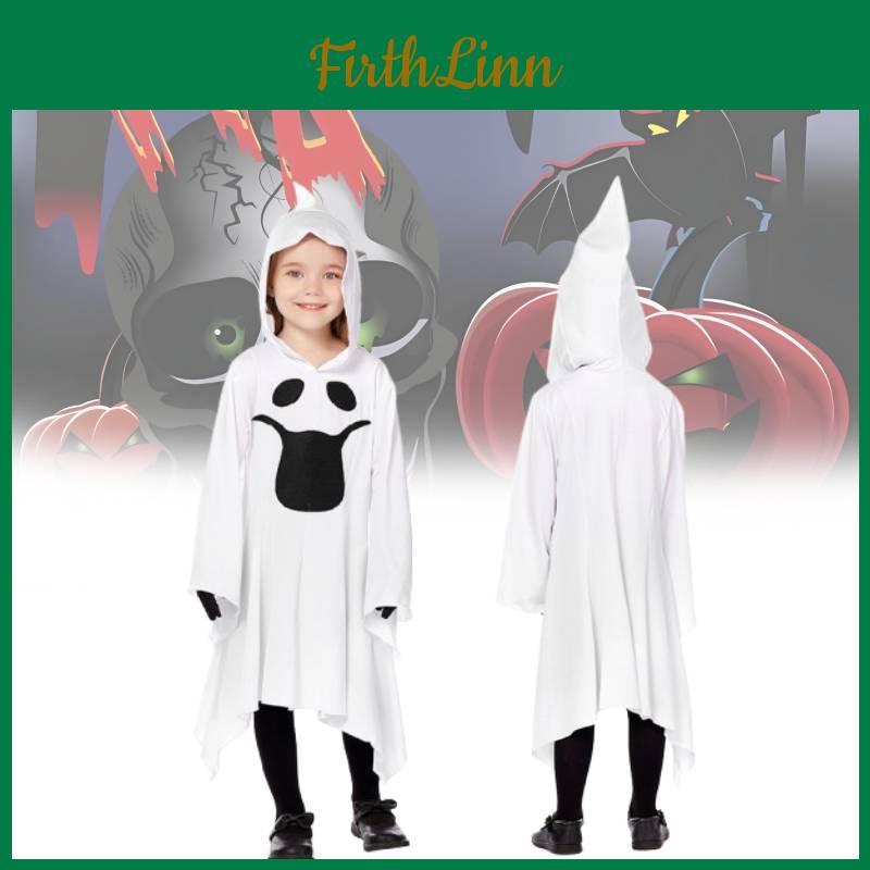 Soft Polyester White Ghost Stage Costume For Kids Ideal For Halloween Cosplay And Dance