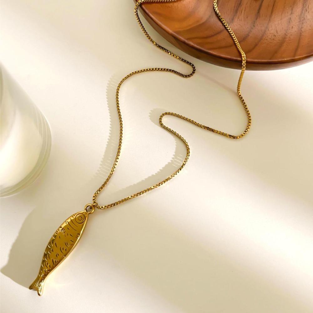 Gold Mini Fish Necklace Jewelry Ocean Style Beach Chain Choker Fish Pendant Necklace  Sea Beach