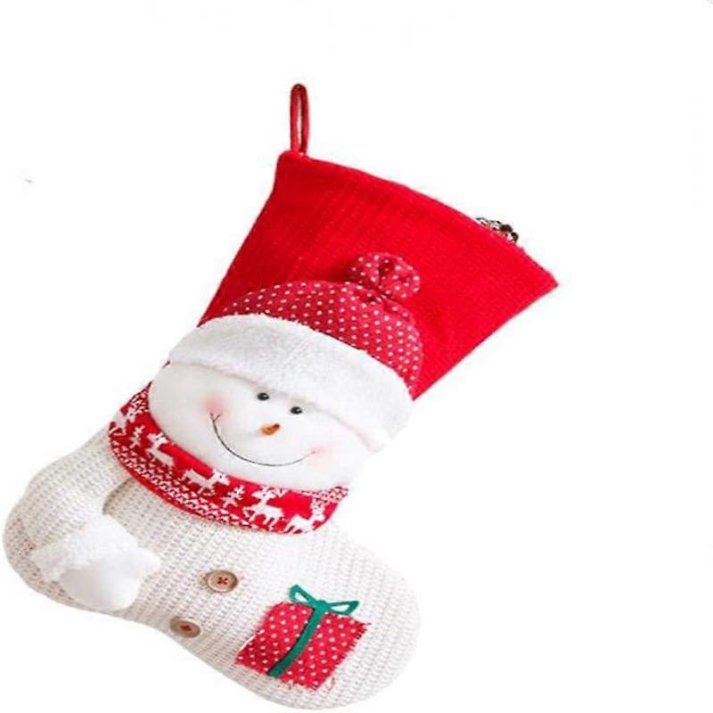 Christmas Stocking Plush Christmas Hanging Stocking Santa Snowman Holder Christmas Tree Hanging Socks for Christmas Party Decor (B)