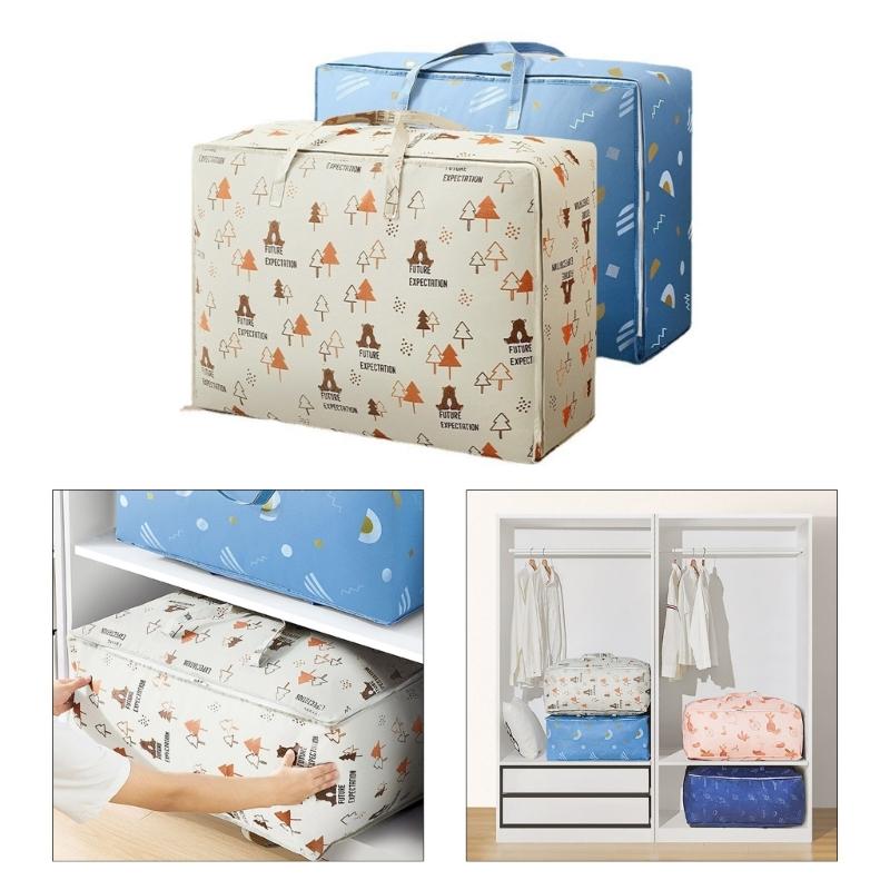 Cartoon Printed Non Woven Blanket Storage Bag Waterproof Convenient Clothes Storage Bag Home Use Household Movings Bags